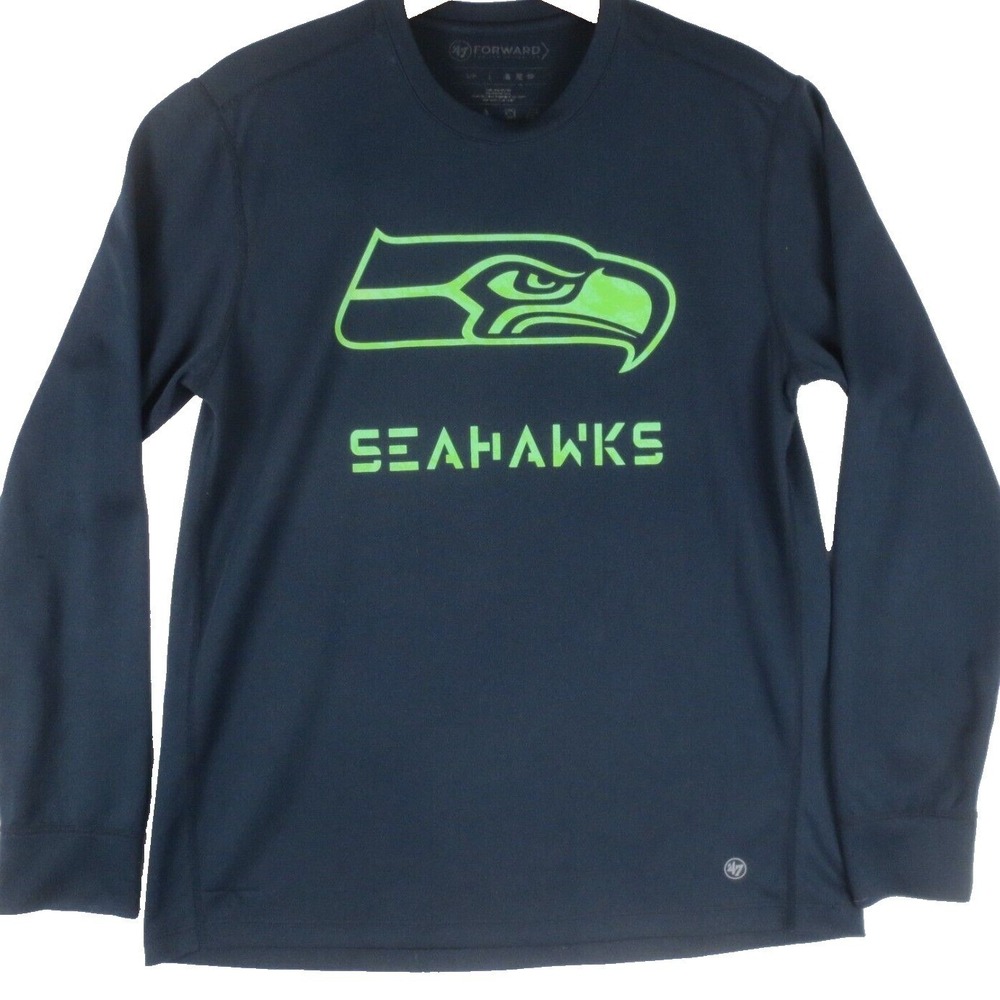 Seattle Seahawks NFL '47 T Shirt Mens Small Blue Long Sleeve Graphic Logo Tee